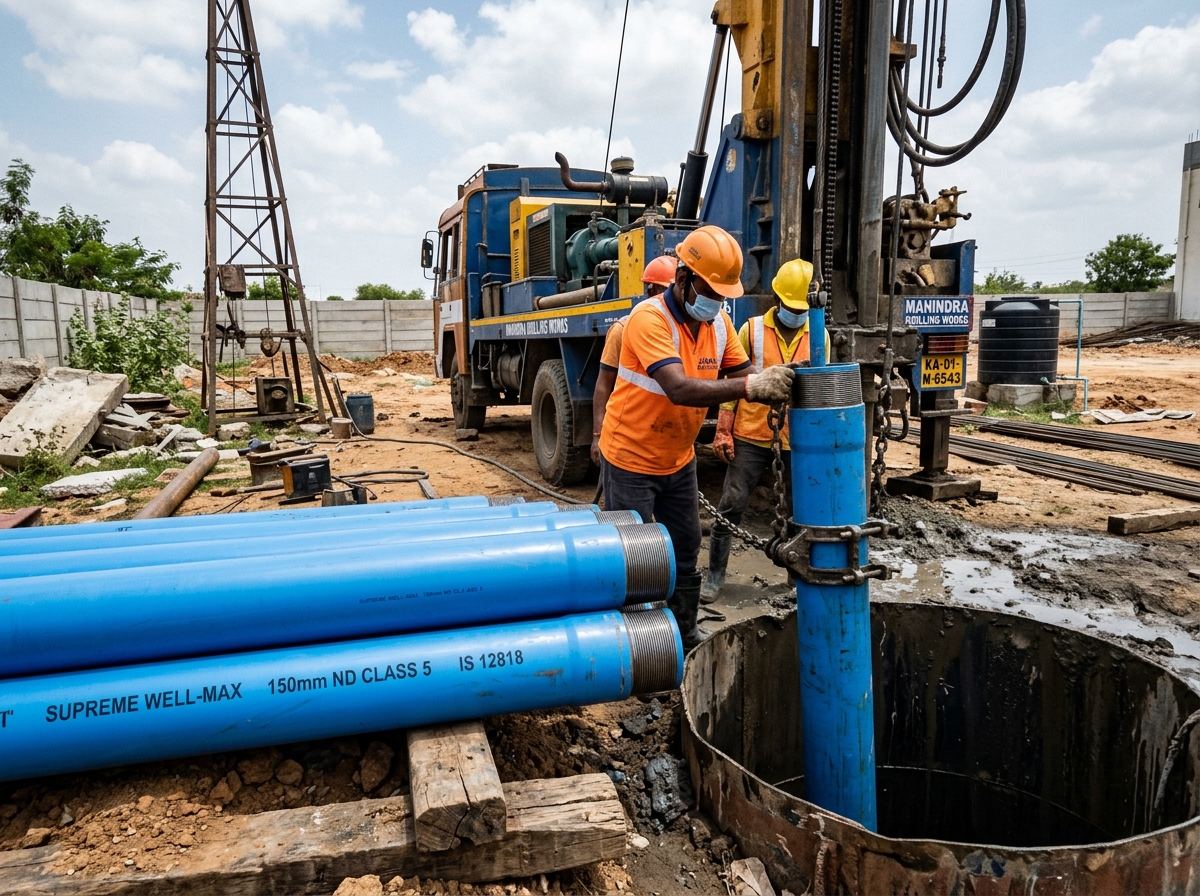 Casing pipes installation and borewell rehabilitation