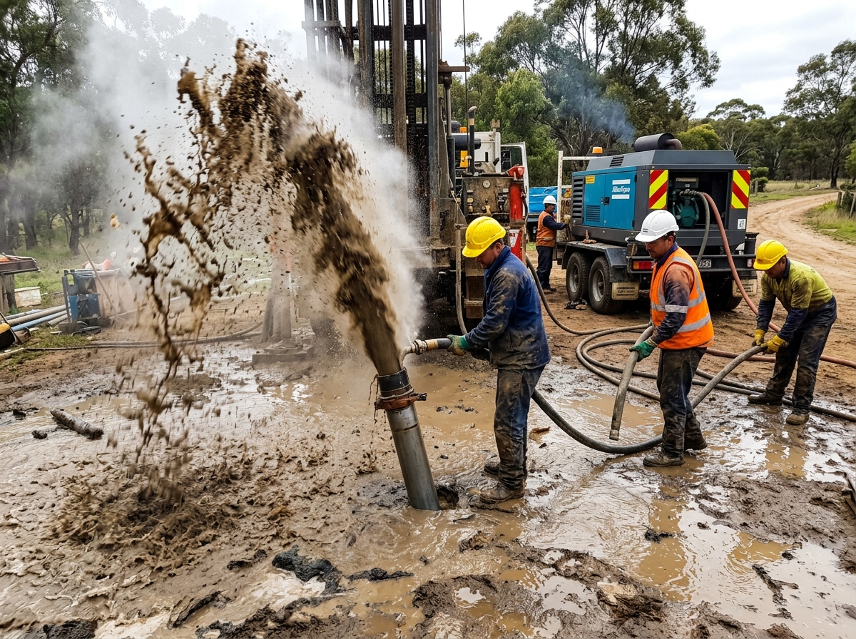 Borewell cleaning and high-pressure compressor flushing